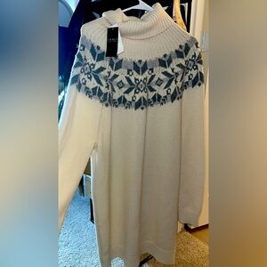 Brand New Lauren by Ralph Lauren Cream and Gray Women's Winter DRESS